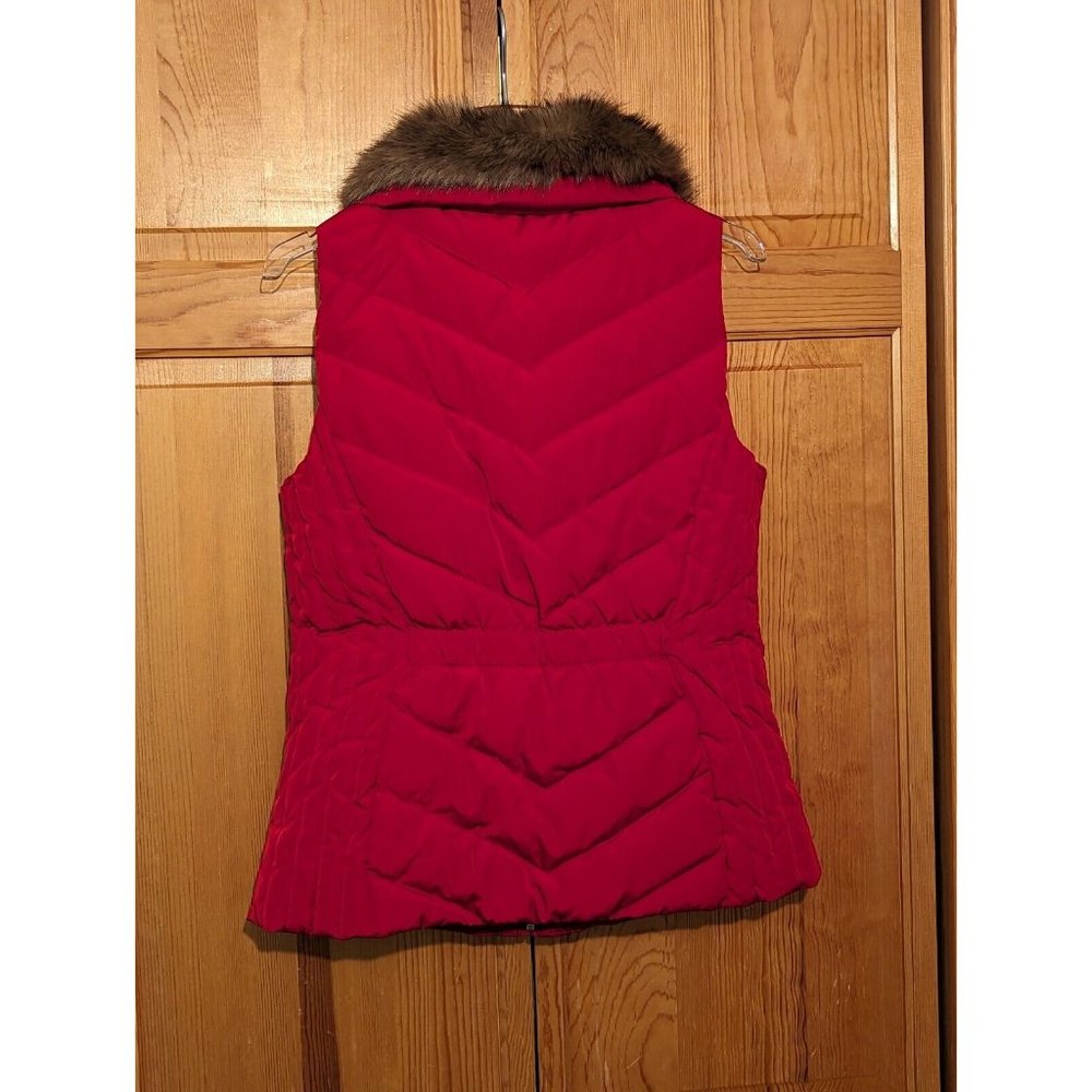 NWT Talbots Faux Fur Collar Red Down Puffer Vest Sz Small - Picture 5 of 10